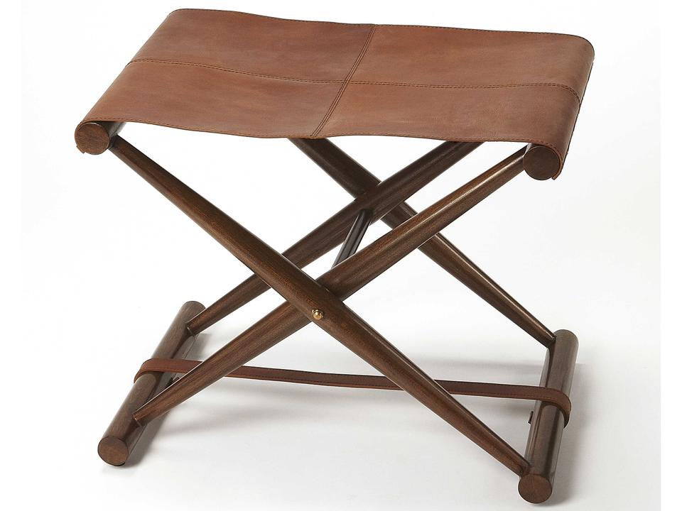 Sutton Brown Leather Accent Stool