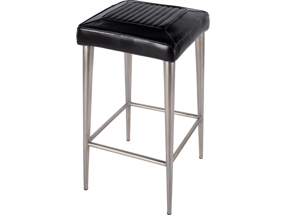 Urban Woven Leather Counter Stool in Black Iron