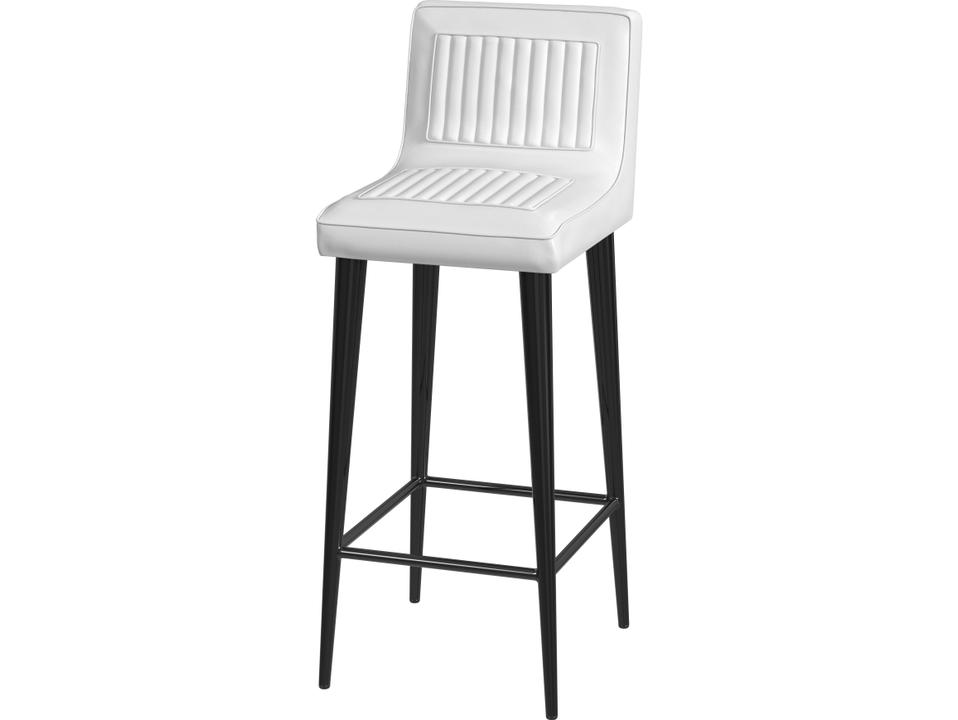 Maxwell White Leather and Black Iron Bar Stool