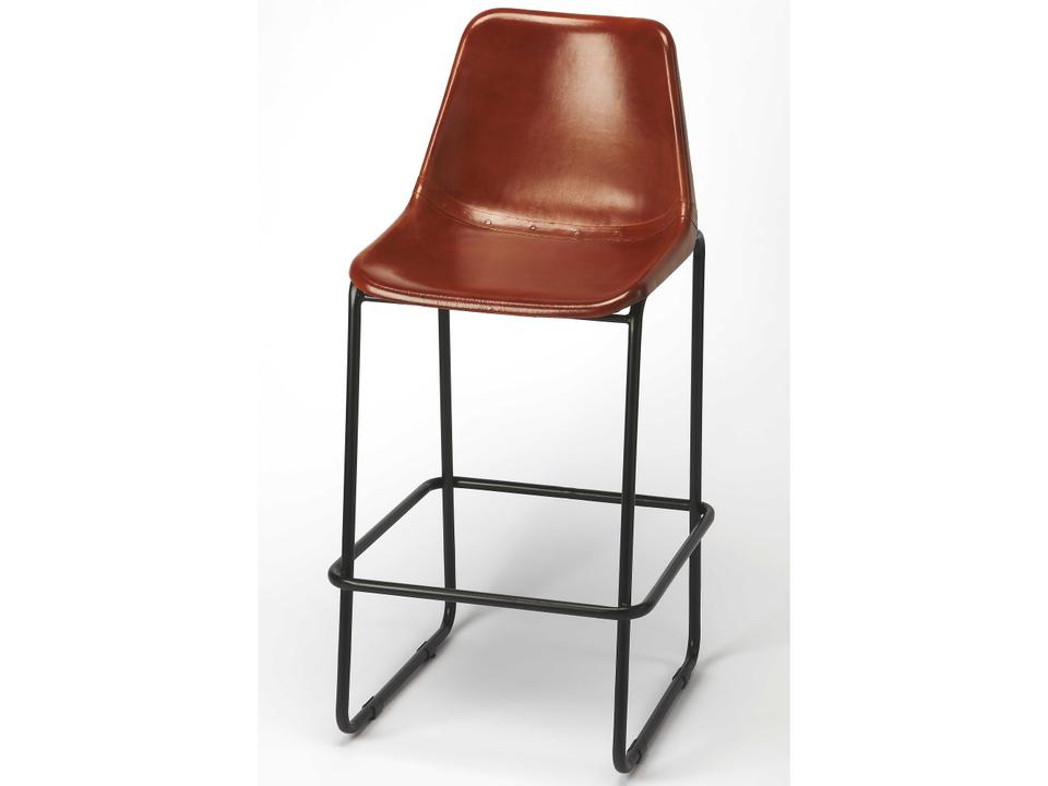 Specialty Company Myles Leather Bar Stool in Medium Brown