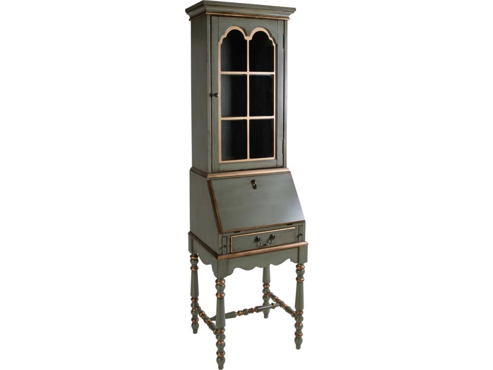 Specialty Company Newlark Secretary Desk with Glass Cabinet in Pastel Green