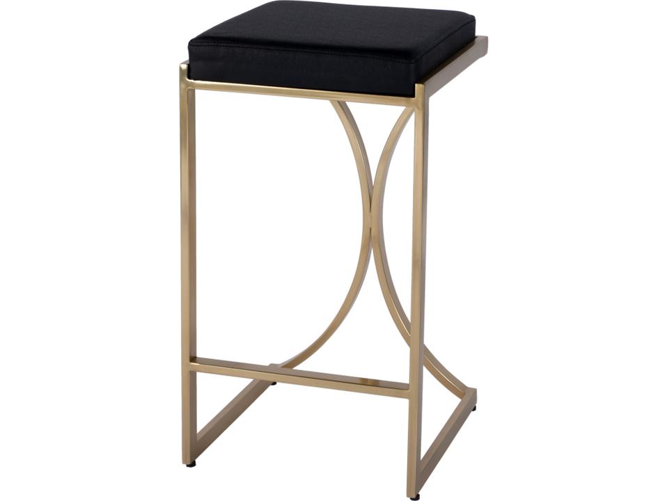 Natalya Square Backless Counter Stool in Gold Iron and Black Faux Leather