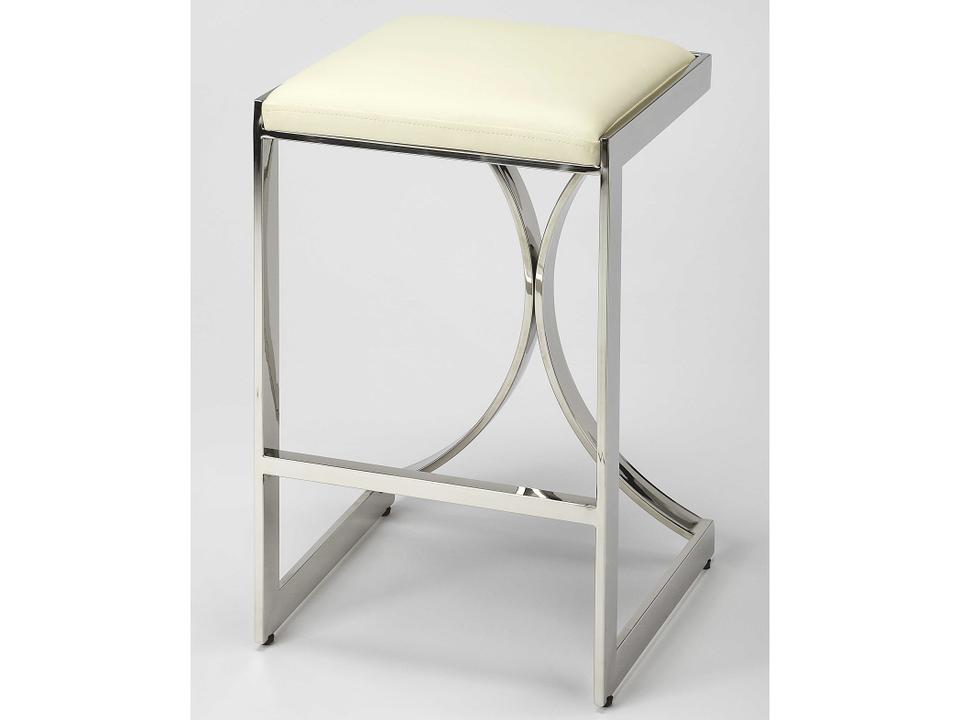 Specialty Natalya Square Backless Counter Stool in Silver Faux Leather