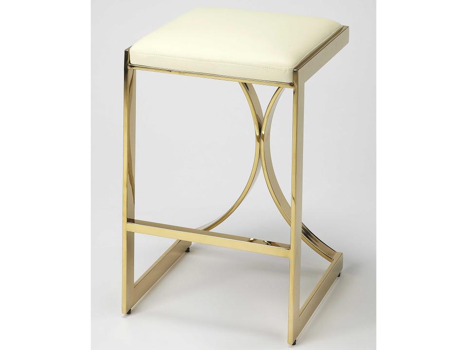 Specialty Natalya Gold Iron Backless Counter Stool with Faux Leather Seat