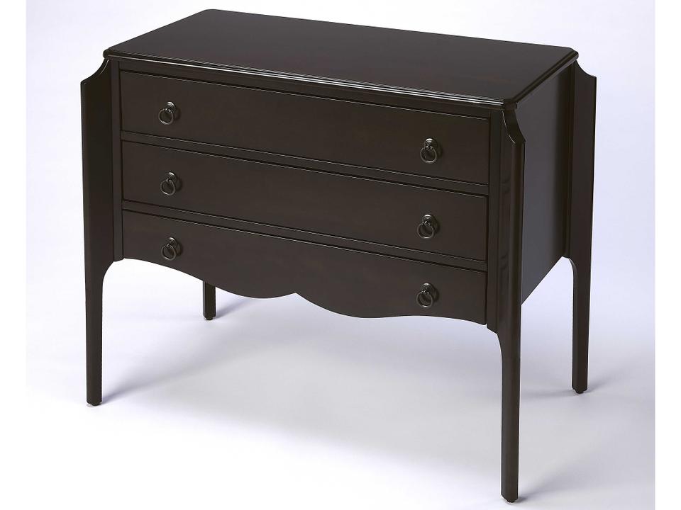 Wilshire 3-Drawer Accent Chest in Dark Brown Oak Veneer