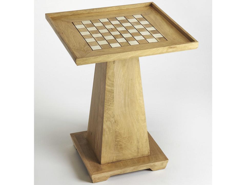 Levon Square Mango Wood Game Table with Chess Pieces