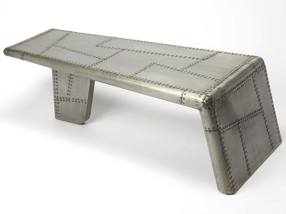 Midway Rectangular Metal Aviator Coffee Table in Silver