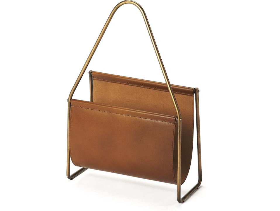Rupert Brown Leather Magazine Basket