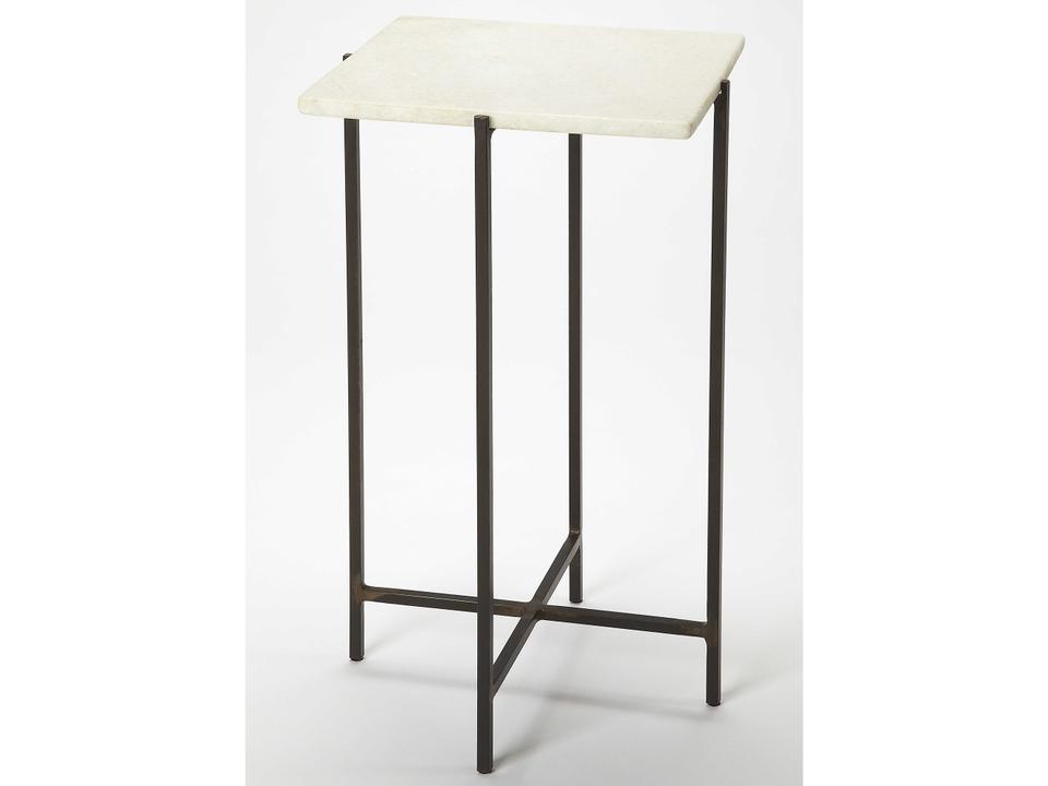Nigella Square Marble Top End Table with Black Iron Frame