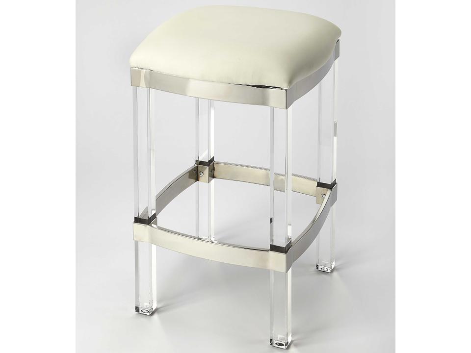Jordan Off White Leatherette Metal Acrylic Counter Stool
