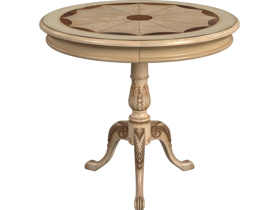 Heritage Carissa Round Foyer Table in Antique Beige with Inlay