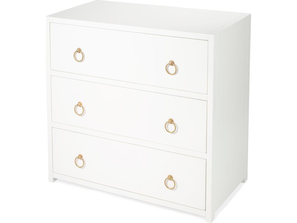 Specialty Lark 3-Drawer Dresser in White with Gold Hardware