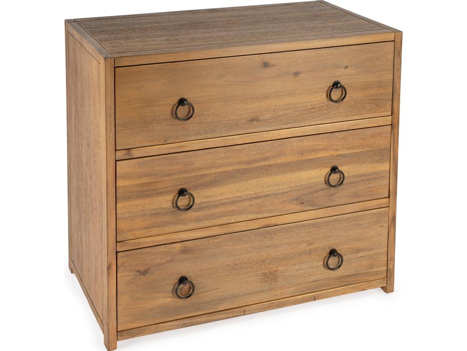Lark 3-Drawer Dresser in Natural Light Brown Wood Finish