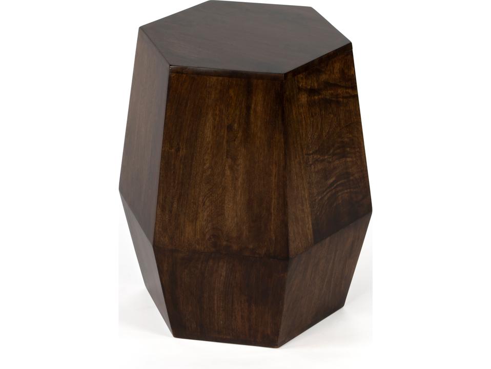 Specialty Gulchatai Hexagonal Mango Wood End Table in Walnut