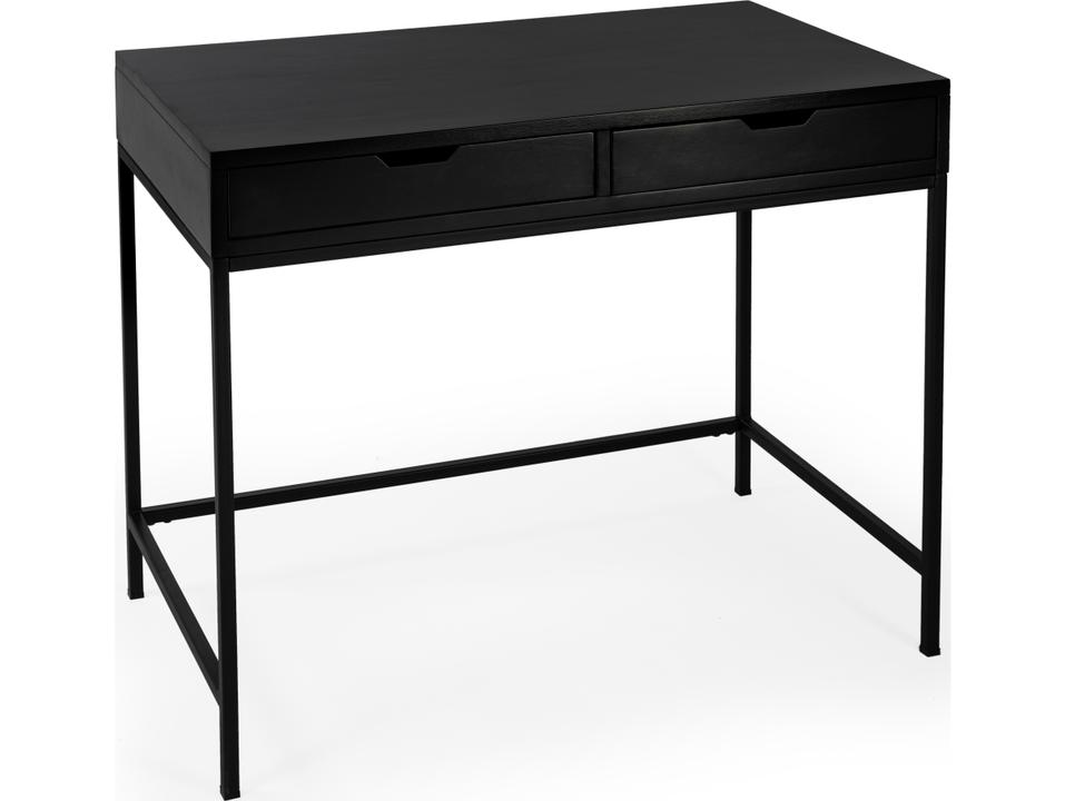 Specialty Belka 2-Drawer Desk in Black Wood and Iron