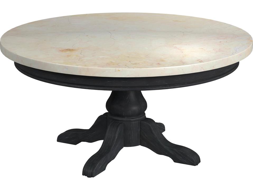 Danielle Round Coffee Table in Washed Black with Melati Marble Top