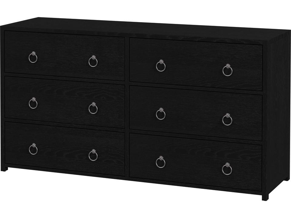 Lark 60-Inch 6-Drawer Dresser in Distressed Washed Black