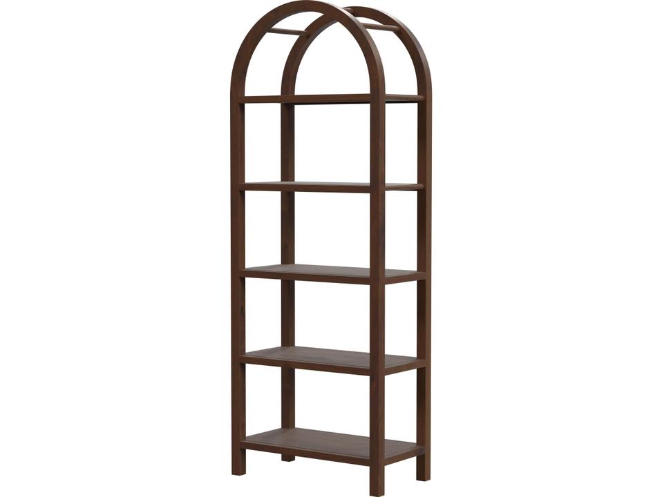 Hanover Arched 5 Tier Etagere Bookcase in Medium Walnut Brown