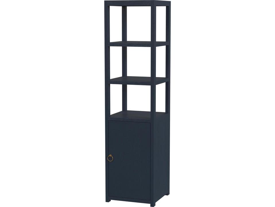Lark 3 Tier 1 Door Narrow Etagere Bookcase in Navy Blue