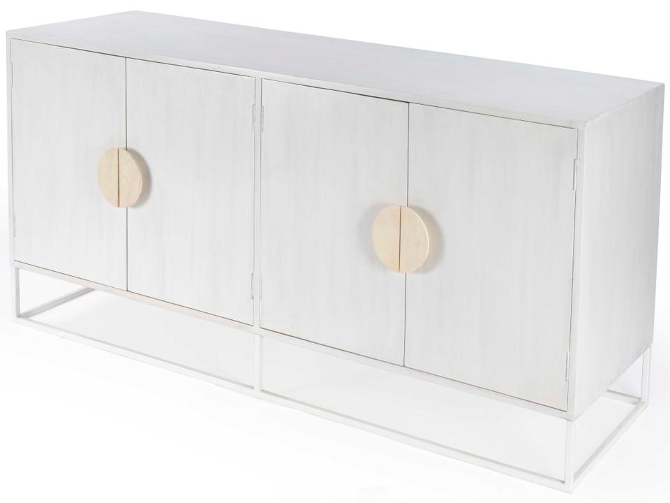 Lennasa 63-Inch Sideboard in White Mango Wood and Iron