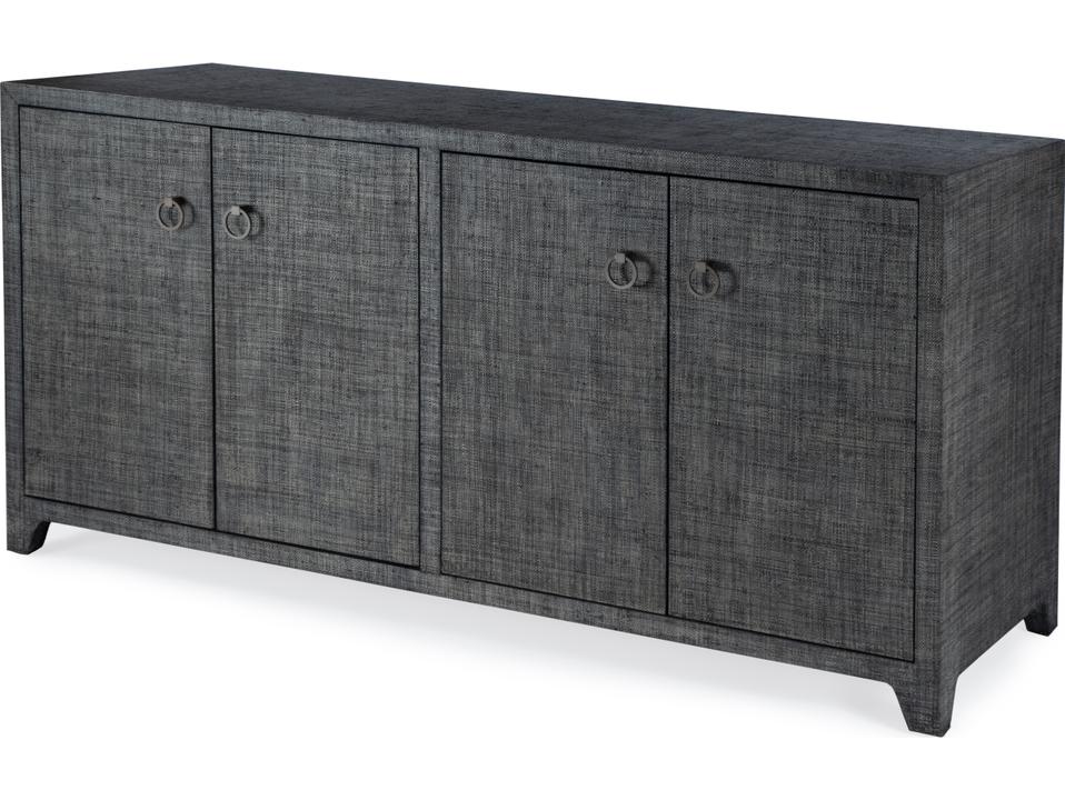 Bar Harbor 4-Door Saguran Raffia Sideboard in Charcoal