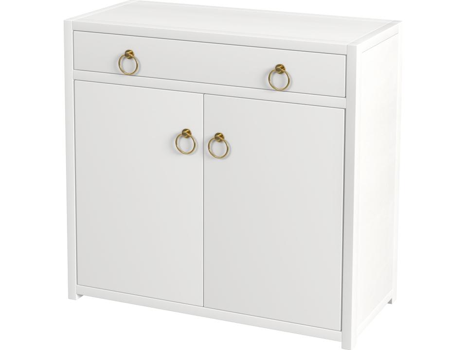 Lark 1-Drawer 2-Door Accent Cabinet in White with Gold Hardware
