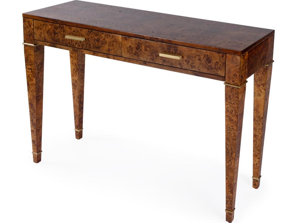 Kai 45-Inch 2-Drawer Console Table in Medium Brown Burl Wood