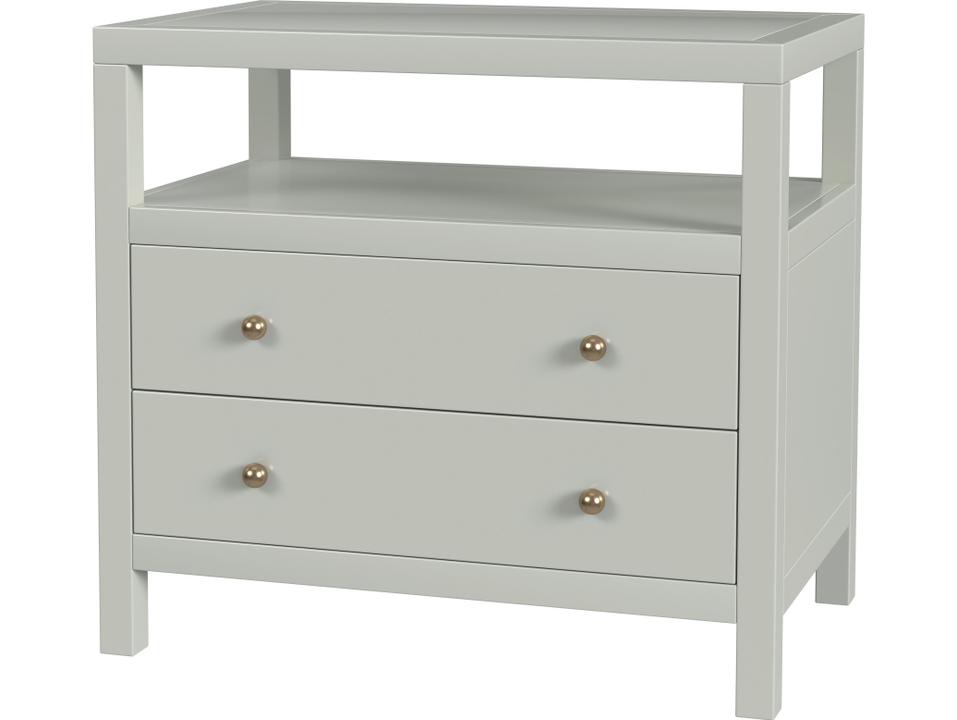 Specialty Company Nora 2-Drawer Nightstand with Open Shelf in Sage Green Wood