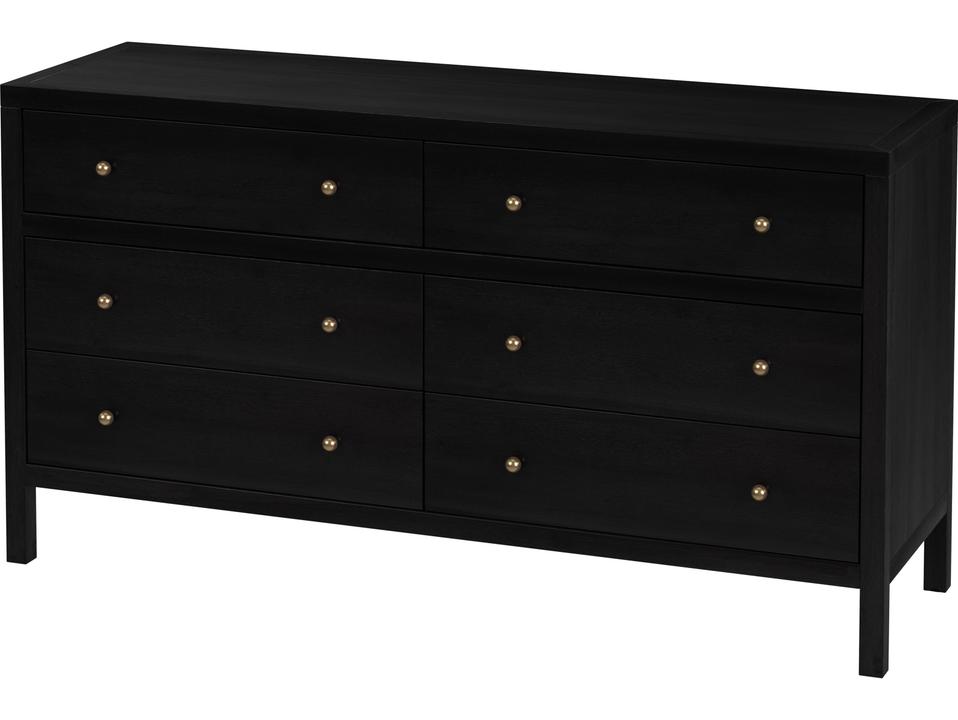 Specialty Company Nora 6-Drawer Dresser in Brown Acacia with Gold Pulls