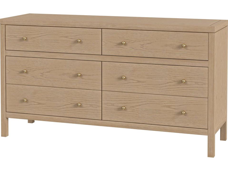 Nora 6-Drawer Dresser in Light Oak with Acacia Wood