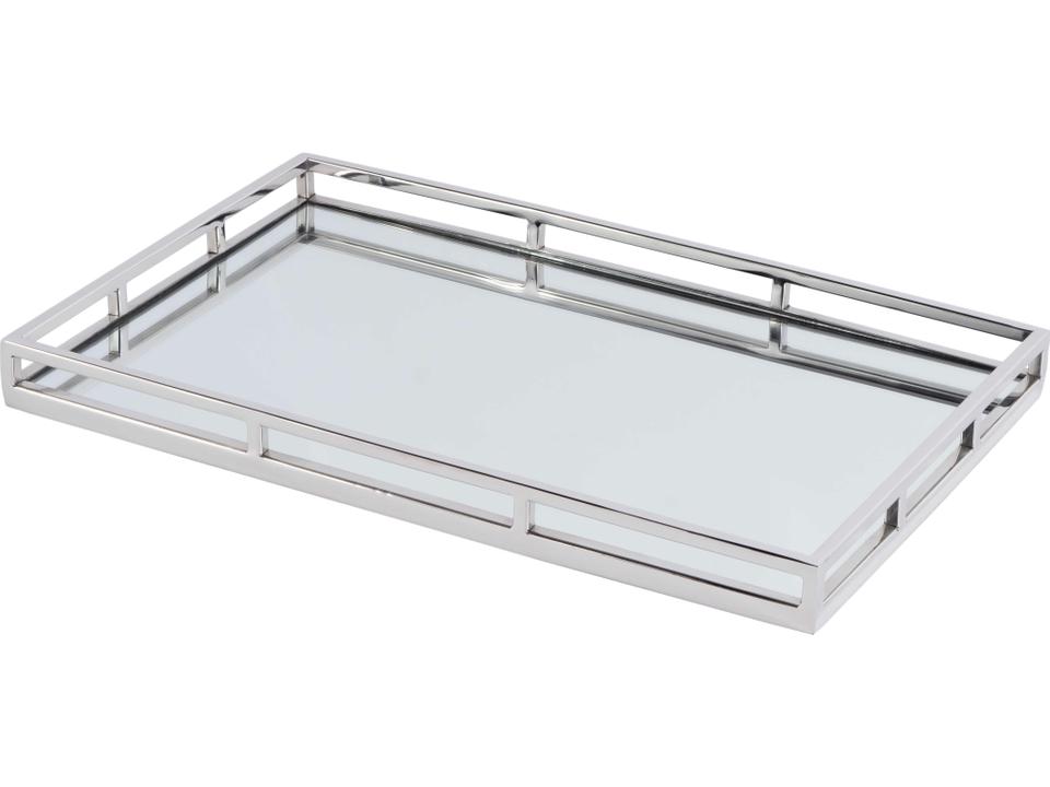 Specialty Winona Serving Tray in Silver Stainless Steel and Glass