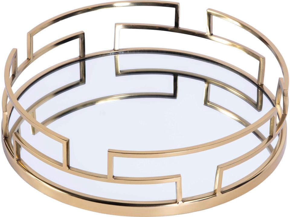 Cecil Round Serving Tray Stainless Steel in Polished Gold