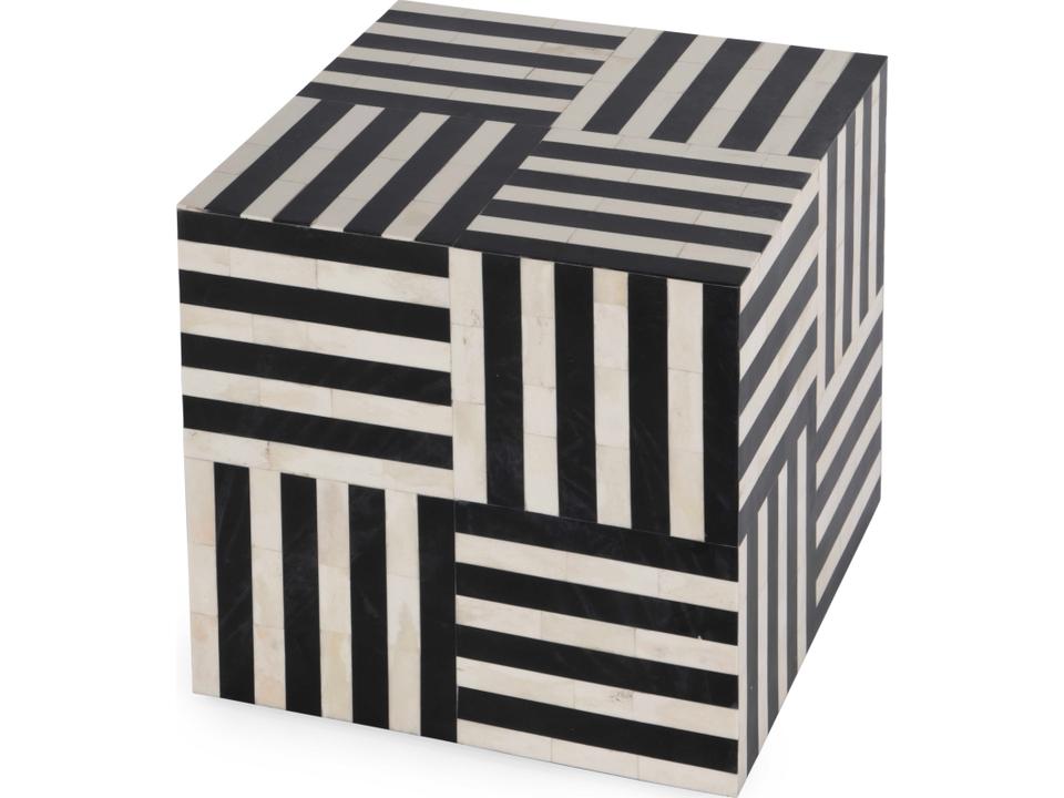 Zuri 15-Inch Square Low Bunching Table in Black and White Bone Inlay