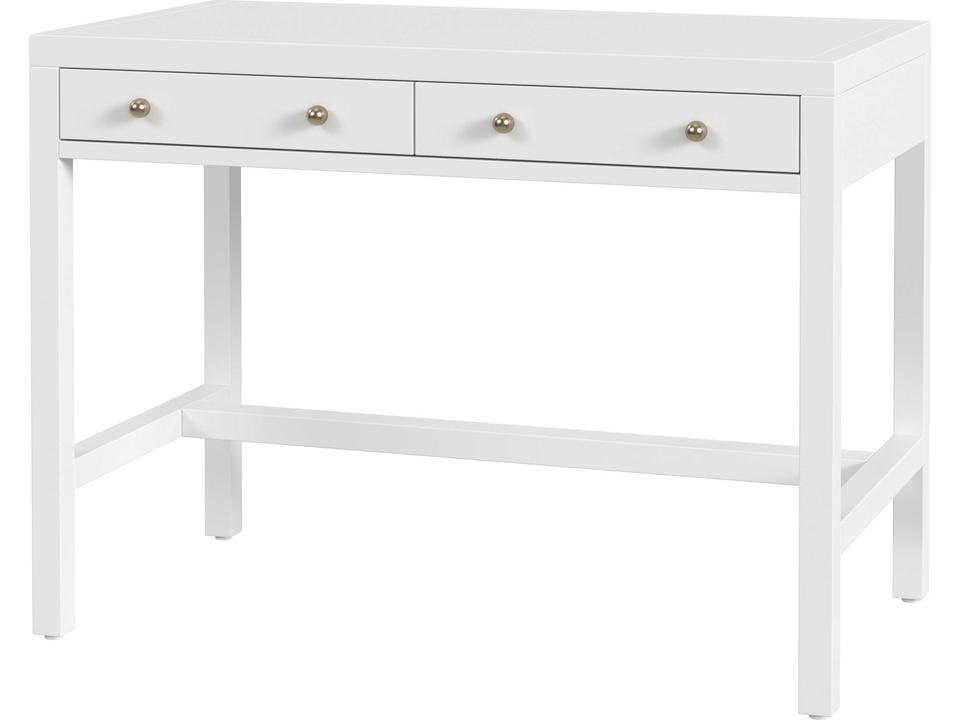 Nora 2-Drawer Writing Desk in Smooth White Wood