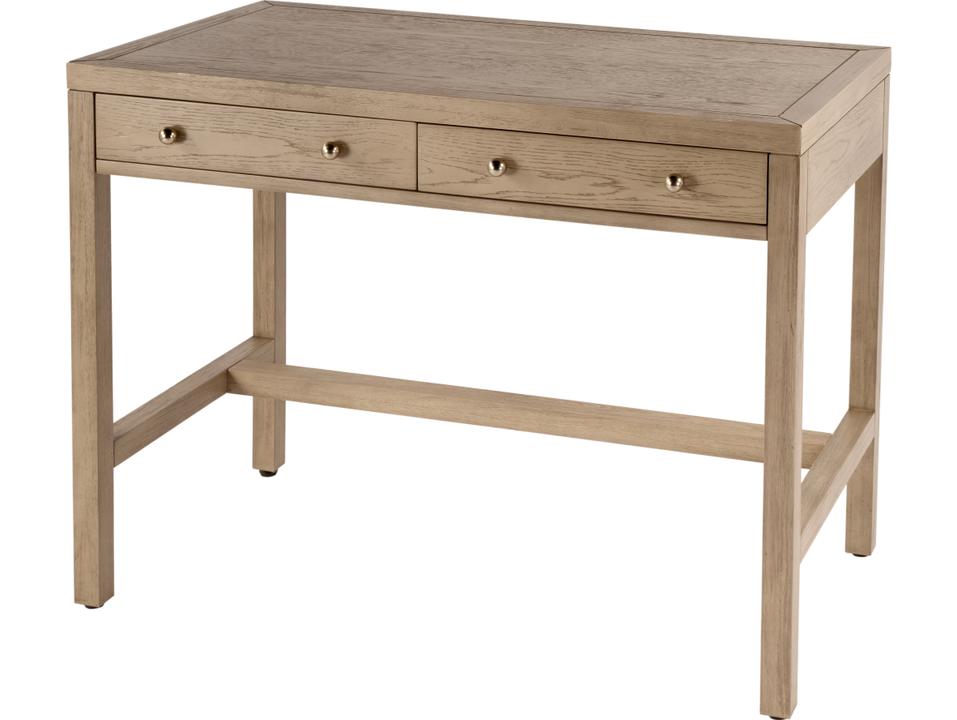 Nora 2-Drawer Writing Desk in Light Brown Wood Finish