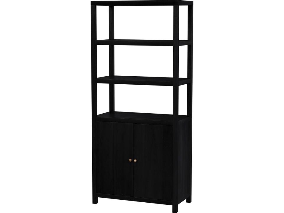 Nora 3-Tier Etagere Bookcase with Cabinet in Coffee Finish Wood