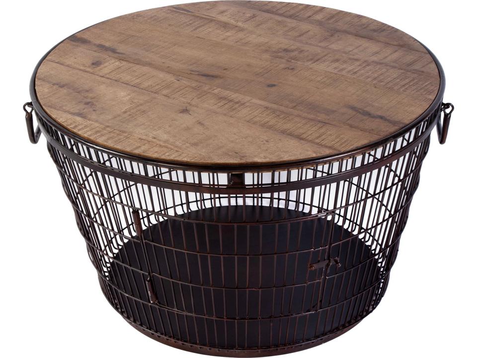 Specialty Company Fulton Round Coffee Table in Brown Mango Wood and Iron