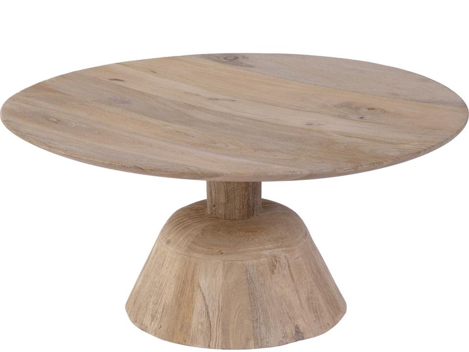 Specialty Carmine 30-Inch Round Pedestal Coffee Table in Distressed Natural Mango Wood