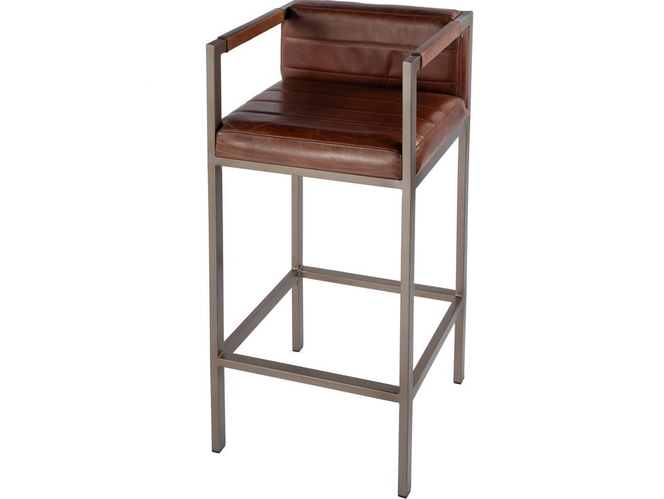 Specialty Dennis 31 Inch Seat Leather Bar Stool with Brass Iron Frame