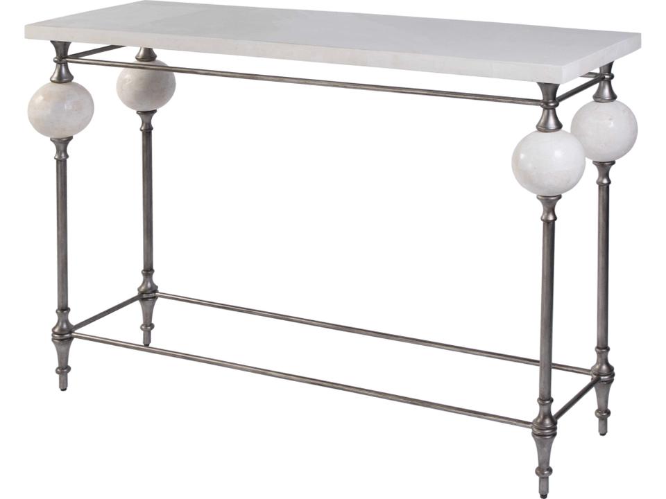 Specialty Company Amadeo Rectangle Console Table Agate Stone and Metal Silver