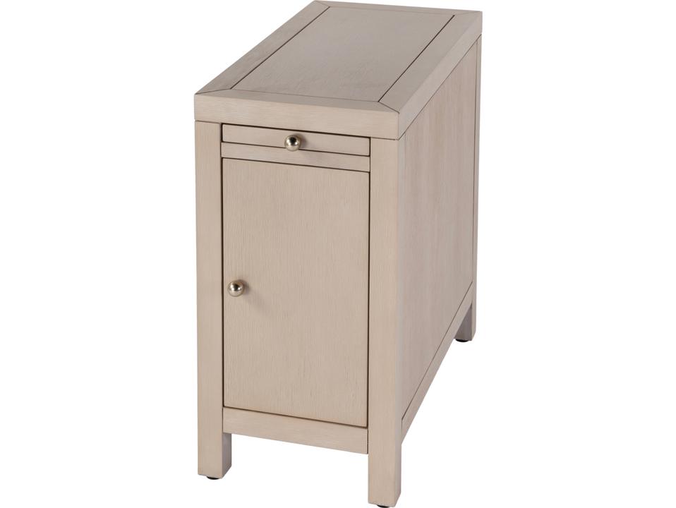 Nora Rectangle Wood End Table with Pull-Out Tray in Antique Taupe