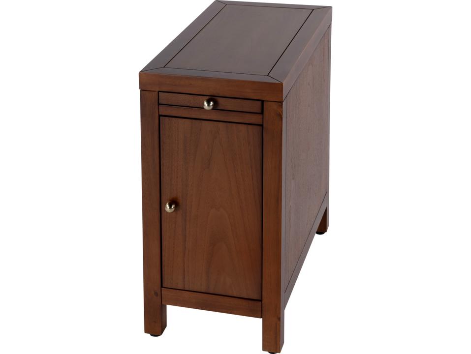 Nora 12-Inch Narrow End Table with Pull-Out Tray in Medium Brown
