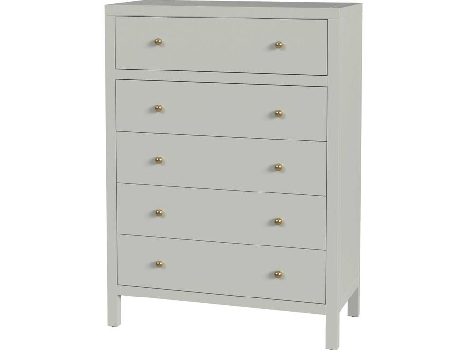 Nora 36-Inch 5-Drawer Tall Dresser in Sage Green Wood