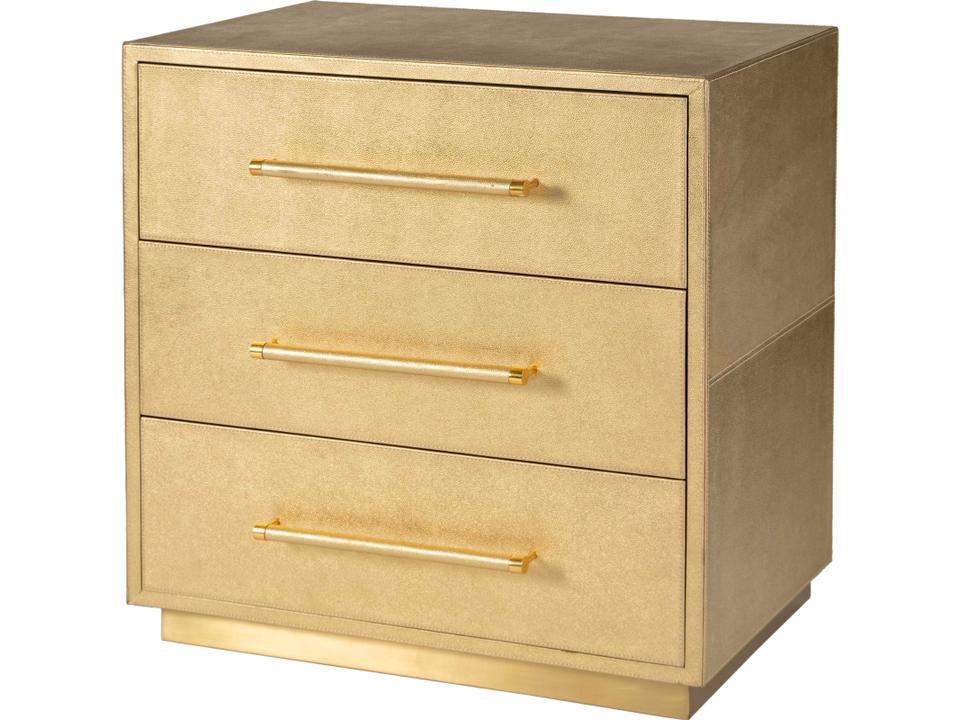 Francois 3-Drawer Accent Chest in Antique Gold Leather