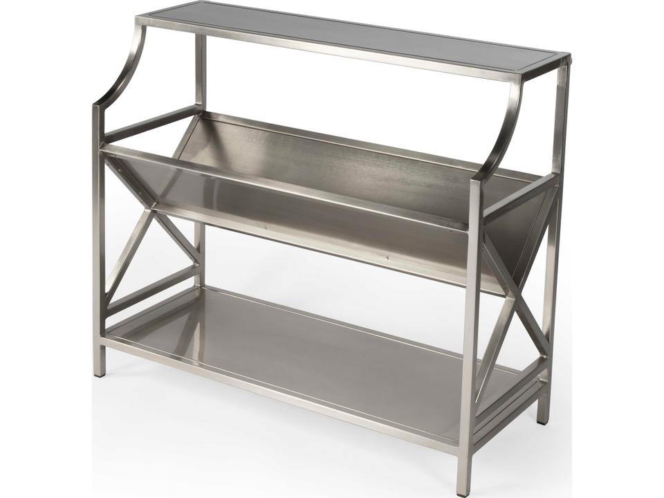 Specialty Keats 2-Tier Industrial Iron Bookcase in Distressed Silver