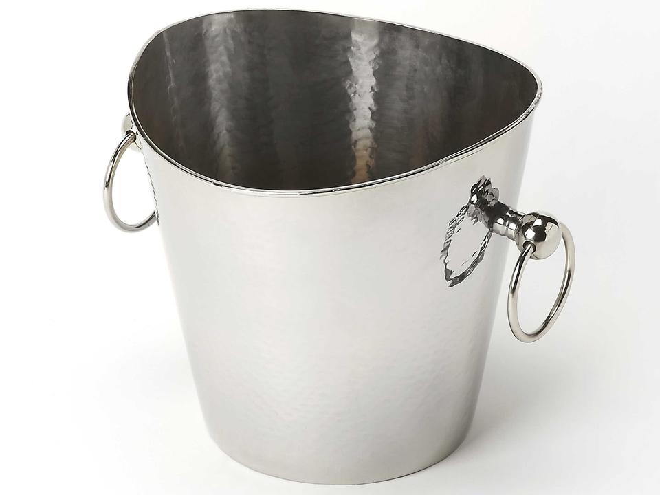 Specialty Mendocino Hammered Stainless Steel Wine Bucket in Silver
