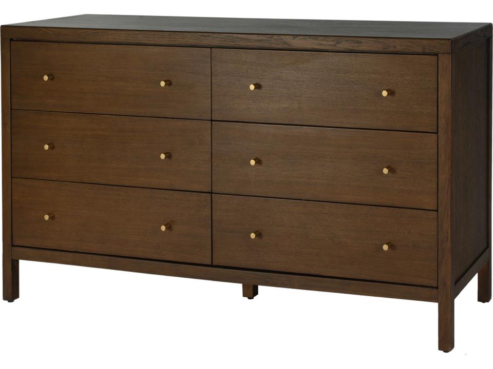 Mendel 6-Drawer Walnut Wood Dresser