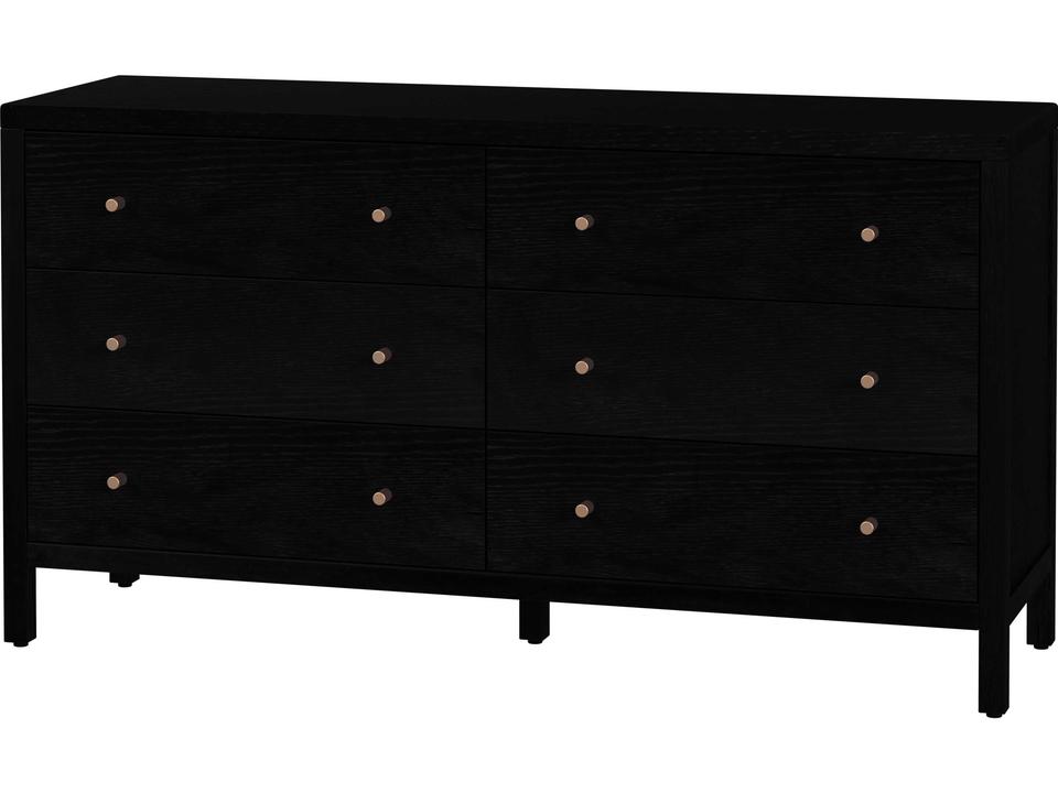 Mendel 6-Drawers Oak Wood Double Dresser