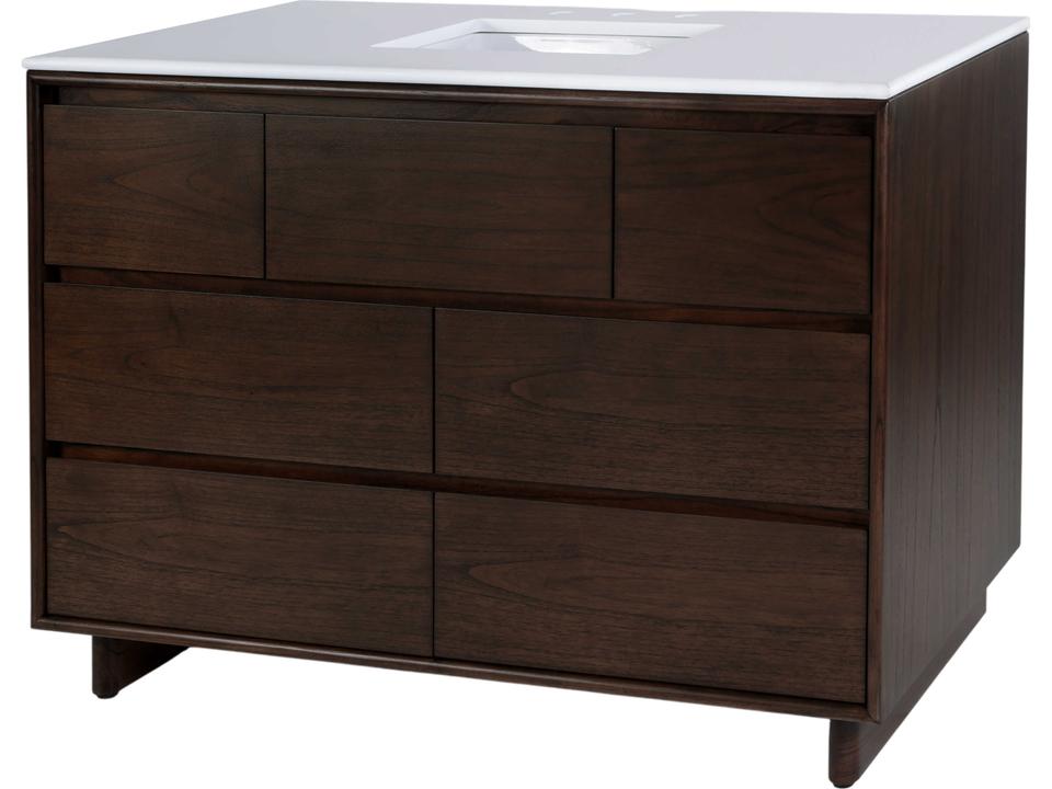 Halmstad 48-Inch Wood Single Sink Bathroom Vanity Set in Walnut and White