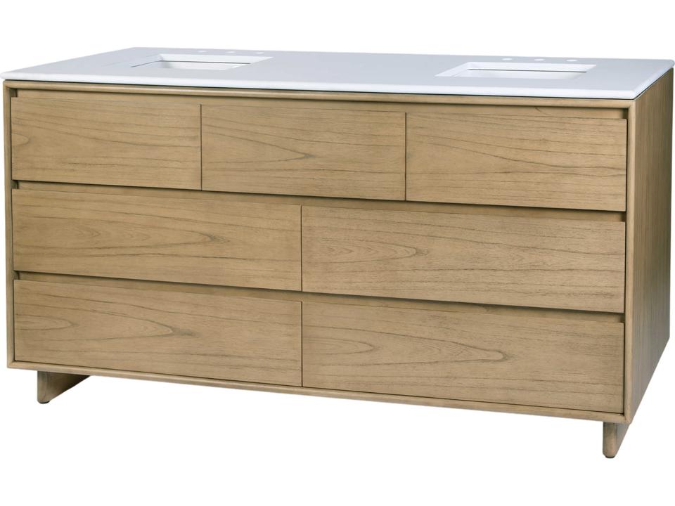 Halmstad 72-Inch Double Sink Bathroom Vanity Set in Light Brown
